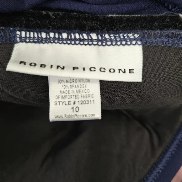 Robin Piccone One Piece Navy Blue Halter Crochet Bathing Swimsuit Size 10 - Picture 7 of 8